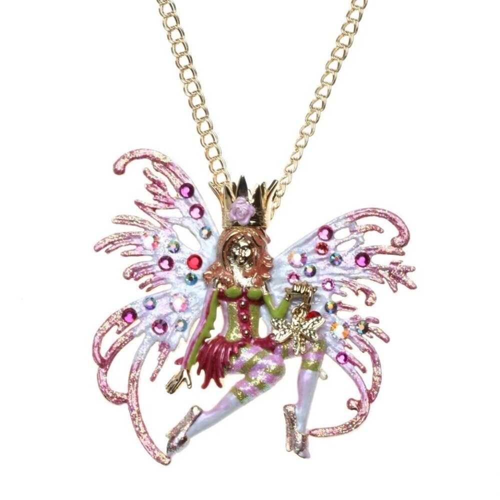 KIRKS FOLLY AVALON PINK MIST FAIRY PIN /PENDANT / NECKLACE and EARRINGS